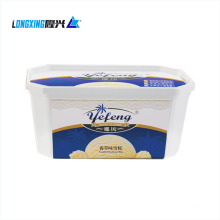 500 g rectangulaire en étiquetage en étiquetage récipient de crème glacée avec couvercle